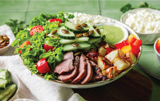 Avocado Chimichurri Salad with steak